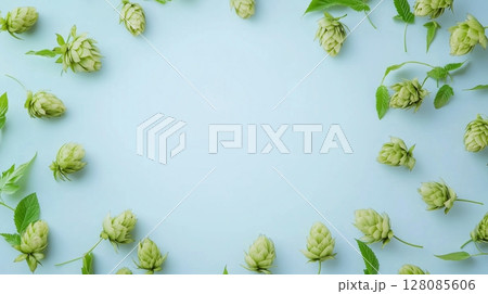 Hoops flower gardening blossoming circular arrangement copy space on center background 128085606