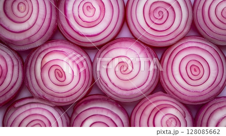 Onion ring slice textured pattern organic natural cooking spices background 128085662