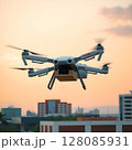 drone hovering drone taking pictures of city 128085931