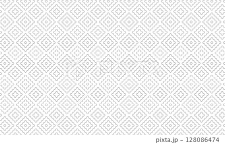 破線でできたクロスしない柿の花の模様 128086474