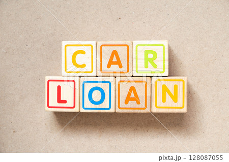 Alphabet letter block in word car loan on wood background 128087055