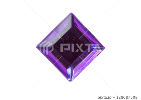 Purple square jewels sticker isolated on white background Purple square jewels sticker isolated on white background 128087308