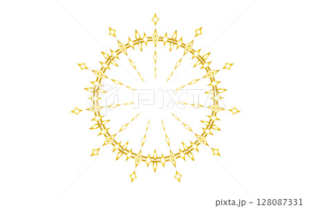 古典的要素も残した、金色グラデーションの近未来的な幾何学装飾フレーム。 128087331
