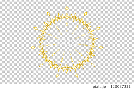 古典的要素も残した、金色グラデーションの近未来的な幾何学装飾フレーム。 128087331