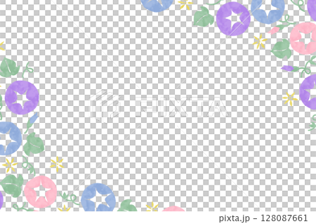 柔和的水彩彩色牽牛花框 柔和的水彩彩色牽牛花框 128087661