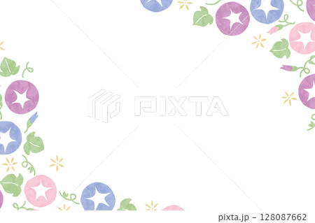 優しい水彩のカラフルな朝顔のフレーム 128087662