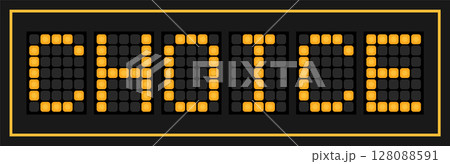 Orange color led banner in word choice on black background 128088591