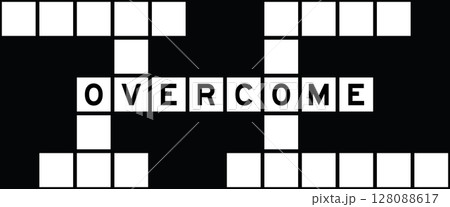 Alphabet letter in word overcome on crossword puzzle background Alphabet letter in word overcome on crossword puzzle background 128088617