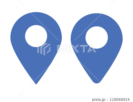 イラスト素材：マップのピン　ベクター　青　bluepin point. pin location 128088914