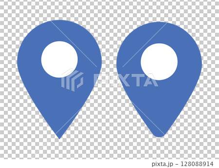 イラスト素材：マップのピン　ベクター　青　bluepin point. pin location 128088914