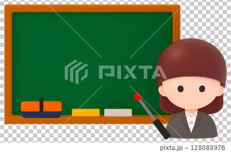 Woman in suit and blackboard 128088976