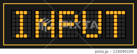 Orange color led banner in word input on black background Orange color led banner in word input on black background 128090109