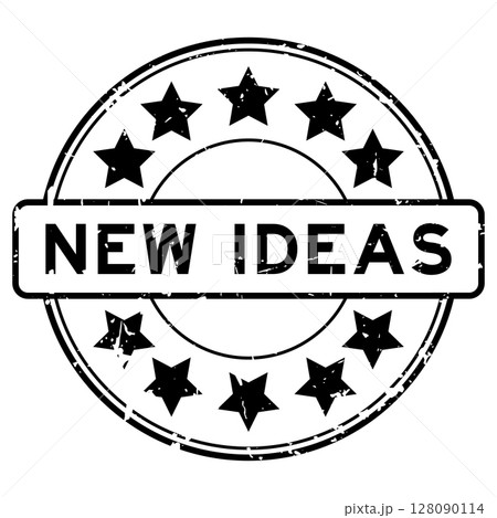 Grunge black new ideas word round rubber seal stamp on white background Grunge black new ideas word round rubber seal stamp on white background 128090114