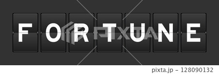 Black color analog flip board with word fortune on gray background 128090132