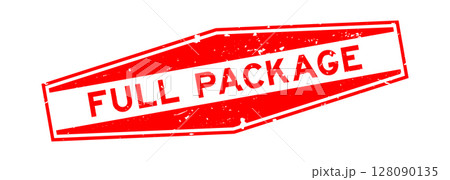 Grunge red full package word hexagon rubber seal stamp on white background 128090135