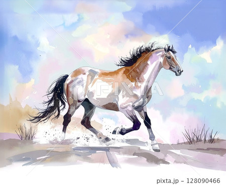 馬の水彩画のイラスト素材 [128090466] - PIXTA