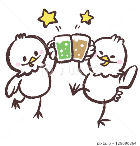 乾杯する白い鳥のイラスト 128090864