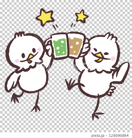 乾杯する白い鳥のイラスト 128090864