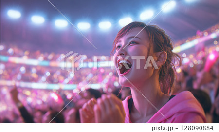 音楽フェスで輝く笑顔の瞬間 音楽フェスで輝く笑顔の瞬間 128090884