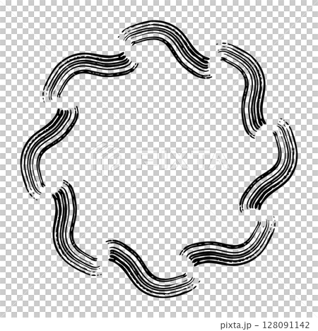 用墨線繪製的抽象波浪圓形框架的向量插圖 128091142