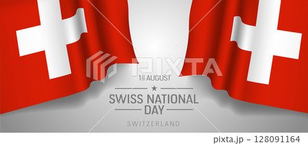 Switzerland happy national day greeting card, banner with template text vector illustration 128091164