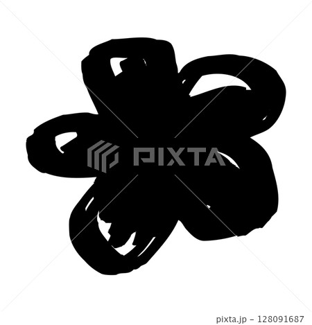 手描きの黒色の花のイラスト 128091687