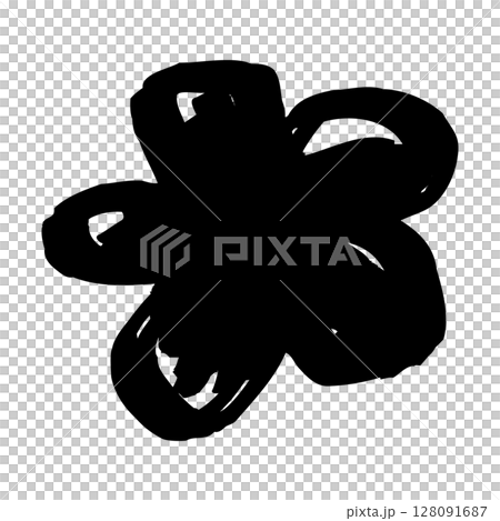手描きの黒色の花のイラスト 128091687