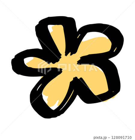 手描きの黄色の花のイラスト 128091710