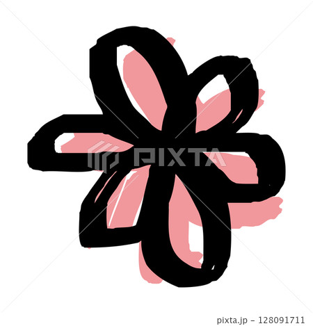 手描きの赤色の花のイラスト 128091711