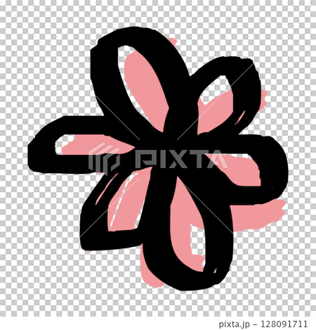 手描きの赤色の花のイラスト 128091711