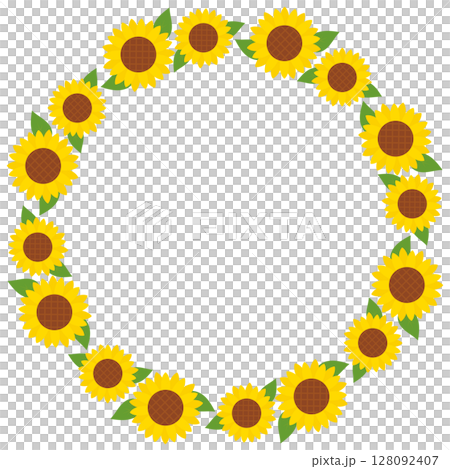 Sunflower round frame illustration 02 Sunflower round frame illustration 02 128092407