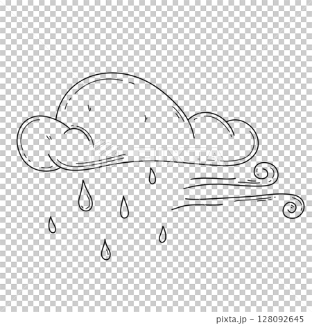Isolated doodle rain cloud Isolated doodle rain cloud 128092645