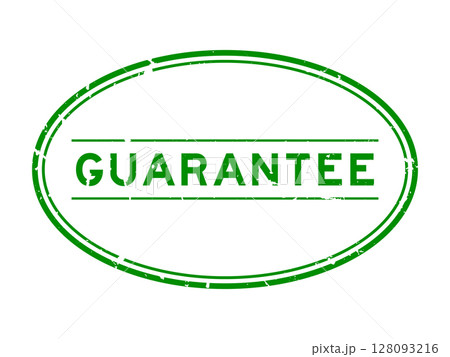Grunge green guarantee word oval rubber seal stamp on white background 128093216