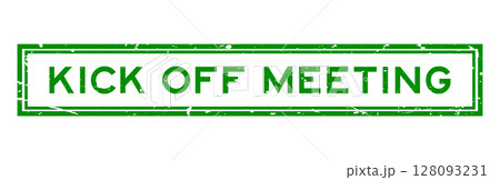 Grunge green kick off meeting word square rubber seal stamp on white background Grunge green kick off meeting word square rubber seal stamp on white background 128093231