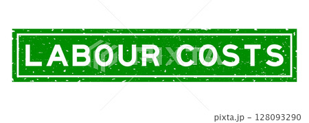 Grunge green labour costs word square rubber seal stamp on white background 128093290