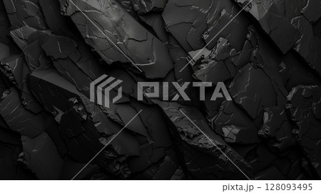黒い割れ目が広がる岩石テクスチャの抽象背景 黒い割れ目が広がる岩石テクスチャの抽象背景 128093495