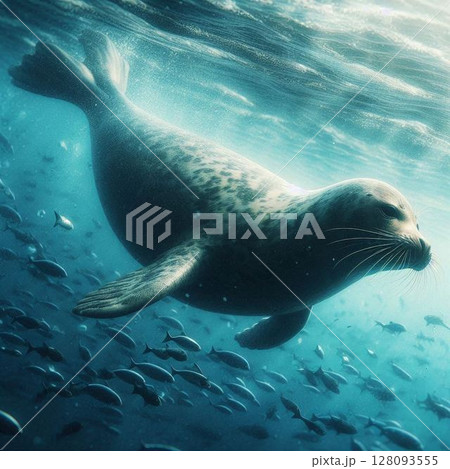 神秘的なアザラシのイラスト 128093555