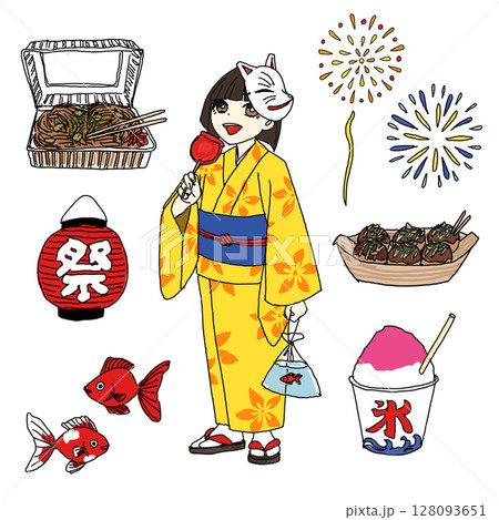 夏祭りを楽しむ女の子 128093651
