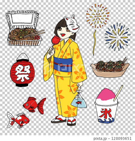 夏祭りを楽しむ女の子 128093651