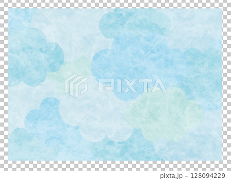 手描き風のふわふわの雲の背景素材 手描き風のふわふわの雲の背景素材 128094229