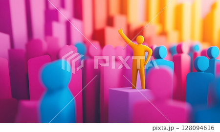 HR campaign in 3D with vibrant pointing person HR campaign in 3D with vibrant pointing person 128094616