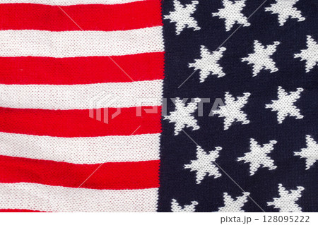 American flag made of knitted fabric. American flag made of knitted fabric. 128095222