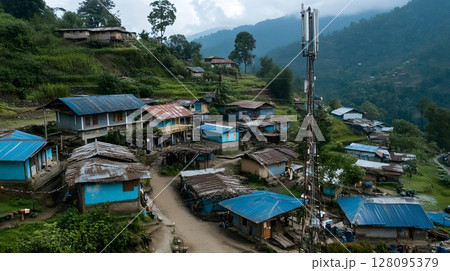 remote rural area getting mobile signal for first time 128095379