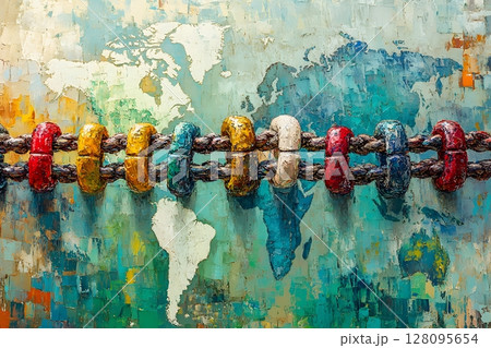 creative art showing global unity and breaking...のイラスト素材 [128095654 ...