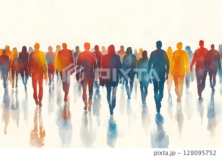 digital illustration showing human population milestones digital illustration showing human population milestones 128095752