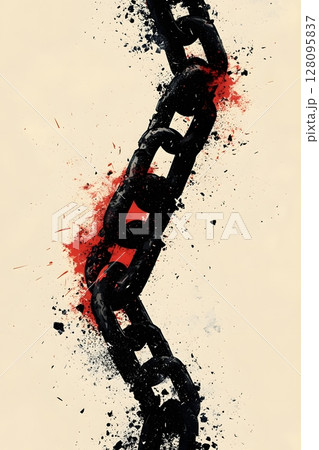 minimalist vector of broken chains symbolizing freedom, juneteenth poster style 128095837