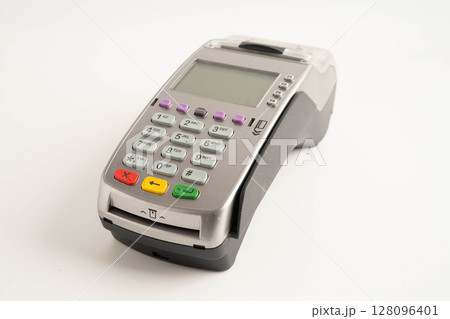 Payment POS terminal for finance and shopping business and technology. 128096401