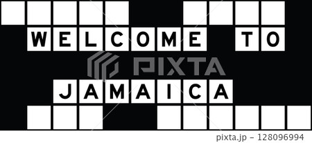 Alphabet letter in word welcome to jamaica on crossword puzzle background Alphabet letter in word welcome to jamaica on crossword puzzle background 128096994