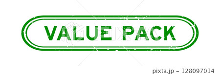 Grunge green value pack word rubber seal stamp on white background 128097014