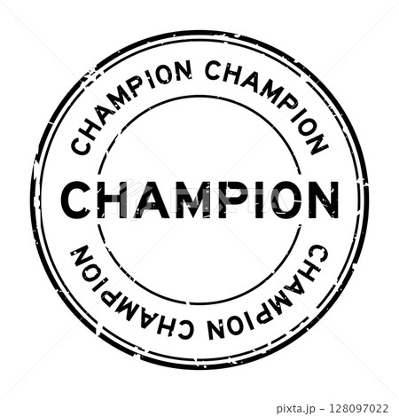 Grunge black champion word round rubber seal stamp on white background Grunge black champion word round rubber seal stamp on white background 128097022